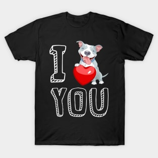 I Love You Pitbull Valentine T-Shirt